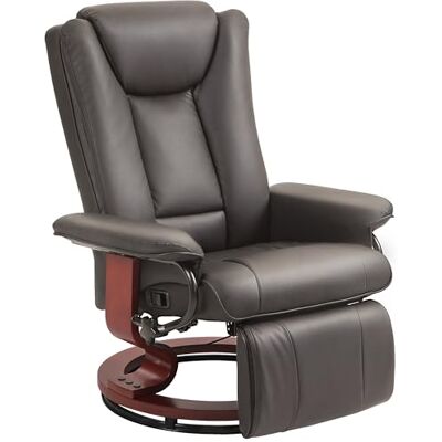 HOMCOM Fauteuil de relaxation avec fonction allongée, pivotant, avec dossier réglable, charge maximale : 150 kg, en cuir synthétique, marron - Publicité HOMCOM Fauteuil de relaxation avec fonction allongée, pivotant, avec dossier réglable, charge maximale : 150 kg, en cuir synthétique, marron - Publicité