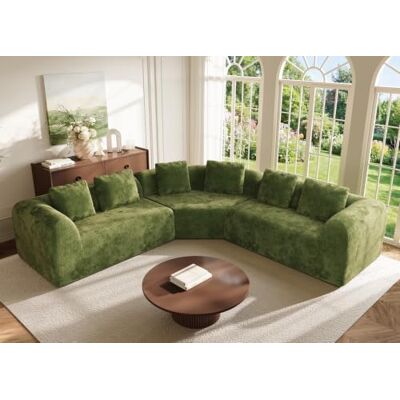Vesgantti Canapé d'angle incurvé Vert 275 cm Ergonomique, assise profonde de 72 cm, durabilité, mousse haute densité, ressorts ensachés, sans assemblage - Publicité Vesgantti Canapé d'angle incurvé Vert 275 cm Ergonomique, assise profonde de 72 cm, durabilité, mousse haute densité, ressorts ensachés, sans assemblage - Publicité