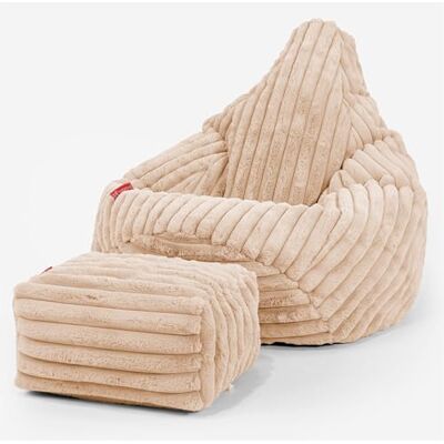 Lounge Pug Pouf Poire Gamer avec Repose-Pieds en Velours Côtelé Ultra Pelucheux Facilement Transportable, Assise Confortable, Pouf Salon, Adulte, Chambre Ado Pêche - Publicité Lounge Pug Pouf Poire Gamer avec Repose-Pieds en Velours Côtelé Ultra Pelucheux Facilement Transportable, Assise Confortable, Pouf Salon, Adulte, Chambre Ado Pêche - Publicité