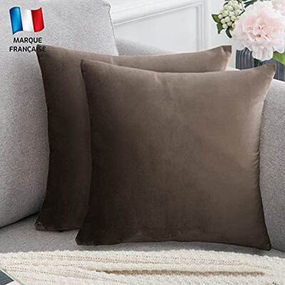 Douceur De Plumes Lot de 2 Housses de Coussin Taupe Velours 40x40 cm Uni, Taie d'oreiller Carré Doux et Moderne, Décoration Salon Scandinave Canapé Chambre (2 Taupe) - Publicité Douceur De Plumes Lot de 2 Housses de Coussin Taupe Velours 40x40 cm Uni, Taie d'oreiller Carré Doux et Moderne, Décoration Salon Scandinave Canapé Chambre (2 Taupe) - Publicité