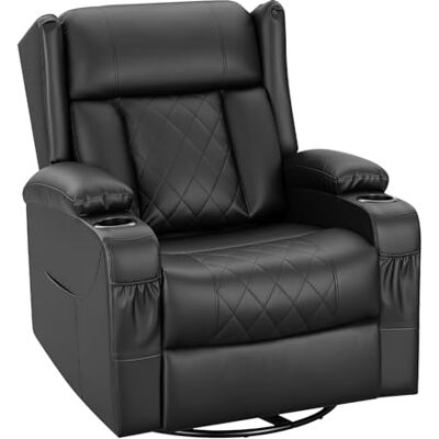 WOLTU Fauteuil Relax Pivotant à 360°, Fauteuil TV avec Fonction Bascule, Dossier Inclinable, Repose-Pieds, Poches Latérales et Porte-gobelet, Charge 150 kg, Revêtement en PU, Noir - Publicité WOLTU Fauteuil Relax Pivotant à 360°, Fauteuil TV avec Fonction Bascule, Dossier Inclinable, Repose-Pieds, Poches Latérales et Porte-gobelet, Charge 150 kg, Revêtement en PU, Noir - Publicité