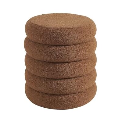 Unique Pouf en Tissu Bouclette Terracotta ECAMBI - Publicité Unique Pouf en Tissu Bouclette Terracotta ECAMBI - Publicité
