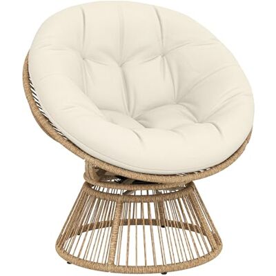 Outsunny Fauteuil Papasan Pivotant 360° avec Coussin Moelleux 12cm Fauteuil de Jardin en Polyrotin et Acier Siège Rond Relaxation pour Salon, Terrasse et Balcon Naturel - Publicité Outsunny Fauteuil Papasan Pivotant 360° avec Coussin Moelleux 12cm Fauteuil de Jardin en Polyrotin et Acier Siège Rond Relaxation pour Salon, Terrasse et Balcon Naturel - Publicité