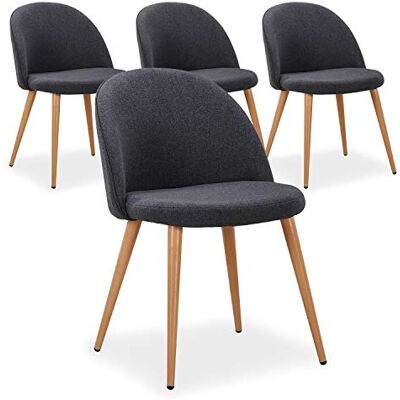 Les Tendances Maury Lot de 4 Chaises Gris Foncé - Chaise - Publicité Les Tendances Maury Lot de 4 Chaises Gris Foncé - Chaise - Publicité