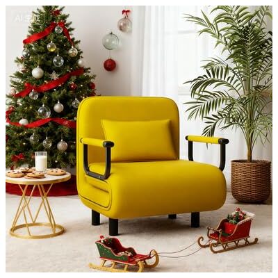 Fabulcozy Chauffeuse Canapé-lit Fauteuil Convertible Grand Confort Coussin Accoudoirs Métal 60L x 68I x 85H cm(Jaune Citron) - Publicité Fabulcozy Chauffeuse Canapé-lit Fauteuil Convertible Grand Confort Coussin Accoudoirs Métal 60L x 68I x 85H cm(Jaune Citron) - Publicité