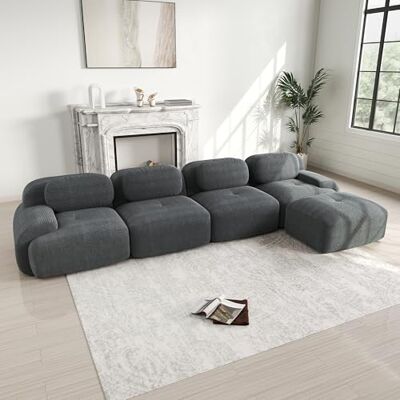 VILUXE Canapé 2 places avec tabouret en velours côtelé (gris, 4S+1) Canapé modulaire avec tabouret, tissu velours côtelé mousse 32D, salon, chambre à coucher, home cinéma, familles et invités - Publicité VILUXE Canapé 2 places avec tabouret en velours côtelé (gris, 4S+1) Canapé modulaire avec tabouret, tissu velours côtelé mousse 32D, salon, chambre à coucher, home cinéma, familles et invités - Publicité