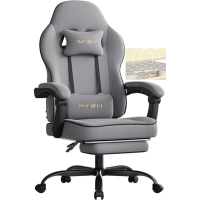 WOLTU Chaise Gaming, Fauteuil Gaming, avec Coussin à Ressorts Ensachés, Chaise Ergonomique, Charge 150kg, Appui-tête, Support Lombaire, Repose-Pieds, Tissu Maille, Gris, GS11gr - Publicité WOLTU Chaise Gaming, Fauteuil Gaming, avec Coussin à Ressorts Ensachés, Chaise Ergonomique, Charge 150kg, Appui-tête, Support Lombaire, Repose-Pieds, Tissu Maille, Gris, GS11gr - Publicité