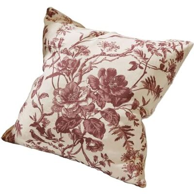 Loberon Rosanique Housse de Coussin Tissu en Lin imprimé Magnifique imprimé Floral, Bordeaux/crème - Publicité Loberon Rosanique Housse de Coussin Tissu en Lin imprimé Magnifique imprimé Floral, Bordeaux/crème - Publicité