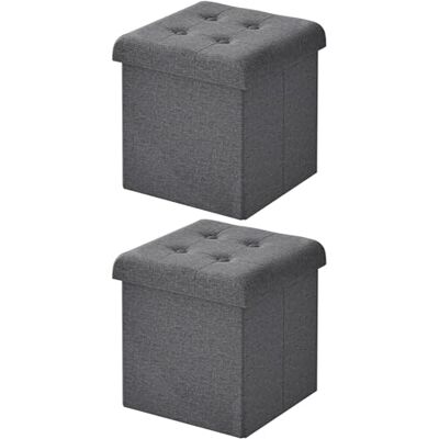 WOLTU Lot de 2 Tabouret de Rangement Pliant, Tabouret Cubique, Pouf Coffre de Rangement avec Couvercle Rembourré, pour Salon, Entrée, Chambre, 30x30x35 cm, Gris foncé - Publicité WOLTU Lot de 2 Tabouret de Rangement Pliant, Tabouret Cubique, Pouf Coffre de Rangement avec Couvercle Rembourré, pour Salon, Entrée, Chambre, 30x30x35 cm, Gris foncé - Publicité