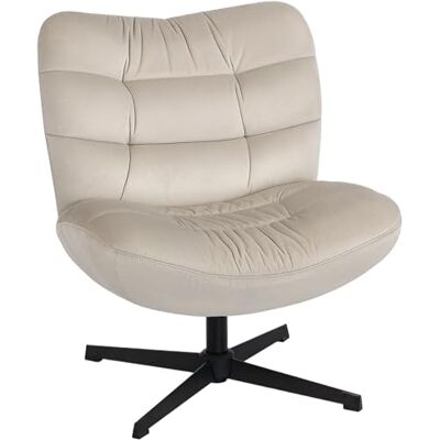 HOMCOM Fauteuil Salon pivotant à 360°, Chaise rembourrée en Chenille sans accoudoirs, Assise et Dossier Extra-Larges, Pieds croisés en Acier, Fauteuil de Chambre, Salon, Bureau, crème - Publicité HOMCOM Fauteuil Salon pivotant à 360°, Chaise rembourrée en Chenille sans accoudoirs, Assise et Dossier Extra-Larges, Pieds croisés en Acier, Fauteuil de Chambre, Salon, Bureau, crème - Publicité