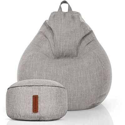 Green Bean © Set de 2 Pouf d'Intérieur + Tabouret avec Remplissage de Perles EPS Repose-Pieds Coussin de Pieds Sol Repos Siège Lounge Chair Chaise Fauteuil Relaxation Bean Bag Gris Argent - Publicité Green Bean © Set de 2 Pouf d'Intérieur + Tabouret avec Remplissage de Perles EPS Repose-Pieds Coussin de Pieds Sol Repos Siège Lounge Chair Chaise Fauteuil Relaxation Bean Bag Gris Argent - Publicité