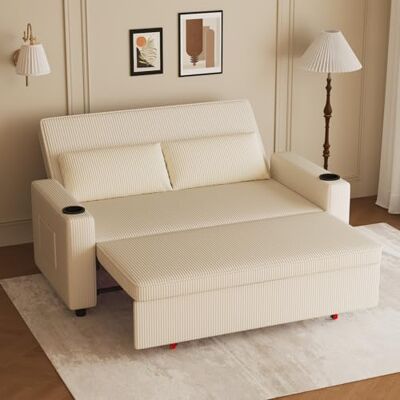 JUMMICO Canapé Convertible 2 Places Tissu côtelé, Dossier réglable, Causeuse Moderne 75×160×93 cm, Structure Solide 150 kg pour intérieur Contemporain, Couleur Beige - Publicité JUMMICO Canapé Convertible 2 Places Tissu côtelé, Dossier réglable, Causeuse Moderne 75×160×93 cm, Structure Solide 150 kg pour intérieur Contemporain, Couleur Beige - Publicité