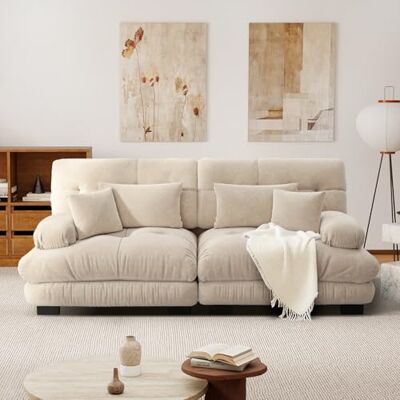 SoarFlash Canapé modulable 2 Places Salon Moderne, canapé Nuage en Tissu Chenille avec accoudoirs, Taupe Clair, 77×220cm - Publicité SoarFlash Canapé modulable 2 Places Salon Moderne, canapé Nuage en Tissu Chenille avec accoudoirs, Taupe Clair, 77×220cm - Publicité