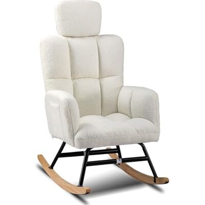 COMHOMA Fauteuil à Bascule, Fauteuil de Relaxation, avec accoudoirs Appui-tête, en Peluche Peluche, Charge maximale : 150 kg, Chaise Longue de Jardin pour Chambre à Coucher, Salon, Beige - Publicité COMHOMA Fauteuil à Bascule, Fauteuil de Relaxation, avec accoudoirs Appui-tête, en Peluche Peluche, Charge maximale : 150 kg, Chaise Longue de Jardin pour Chambre à Coucher, Salon, Beige - Publicité