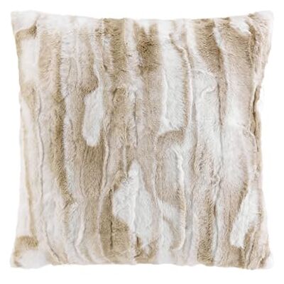 Douceur d'Intérieur , Coussin Déhoussable (45 x 45 cm) Cheyenne Naturel, Imitation Fourrure et Velours - Publicité Douceur d'Intérieur , Coussin Déhoussable (45 x 45 cm) Cheyenne Naturel, Imitation Fourrure et Velours - Publicité