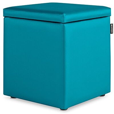 Happers Pouf Cube Rangement en Similicuir pour Salon ou Chambre Turquoise - Publicité Happers Pouf Cube Rangement en Similicuir pour Salon ou Chambre Turquoise - Publicité
