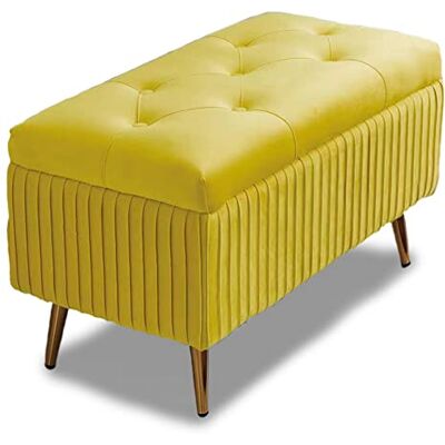 BAKAJI - Ottoman de rangement rectangulaire en velours - Publicité BAKAJI - Ottoman de rangement rectangulaire en velours - Publicité