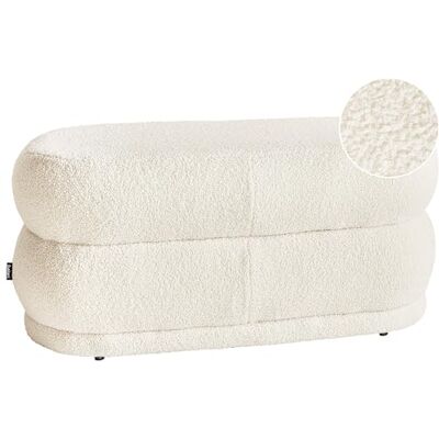 Beliani Banquette en Bouclé Blanc Cassé Uni Ovale Contreplaqué et Bois d'Hévéa Rembourrage en Mousse Ellendale - Publicité Beliani Banquette en Bouclé Blanc Cassé Uni Ovale Contreplaqué et Bois d'Hévéa Rembourrage en Mousse Ellendale - Publicité