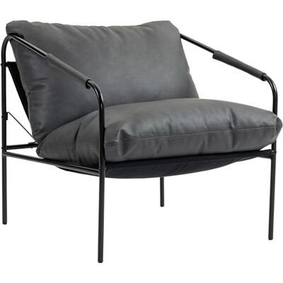 HOMCOM Fauteuil de salon moderne rembourré, fauteuil de chambre à coucher avec coussins amovibles, accoudoirs et cadre en métal, fauteuil relax en cuir PU pour le salon, 74,5x75x77 cm, gris anthracite - Publicité HOMCOM Fauteuil de salon moderne rembourré, fauteuil de chambre à coucher avec coussins amovibles, accoudoirs et cadre en métal, fauteuil relax en cuir PU pour le salon, 74,5x75x77 cm, gris anthracite - Publicité
