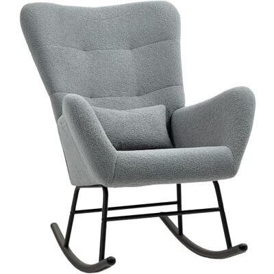 HOMCOM Fauteuil à Bascule, Fauteuil à Bascule avec Aspect Nounours, accoudoirs, Fauteuil d'allaitement avec Patins en Bois, Coussin Lombaire, Fauteuil de Relaxation avec Poche latérale pour Salon, - Publicité HOMCOM Fauteuil à Bascule, Fauteuil à Bascule avec Aspect Nounours, accoudoirs, Fauteuil d'allaitement avec Patins en Bois, Coussin Lombaire, Fauteuil de Relaxation avec Poche latérale pour Salon, - Publicité