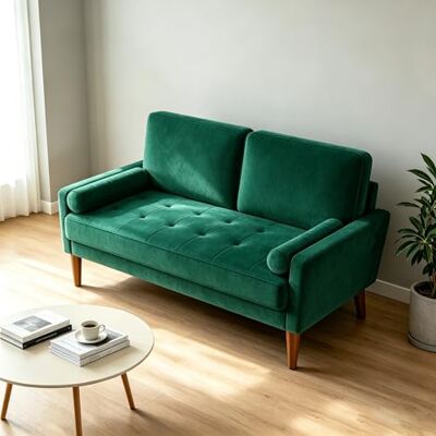 Vesgantti Canapé 2 Places 121 cm, Petit Canapé Compact en Velours, Loveseat Moderne avec Accoudoirs, Assise à Ressorts et Mousse Haute Résilience, Canapé Salon Chambre Studio, Vert - Publicité Vesgantti Canapé 2 Places 121 cm, Petit Canapé Compact en Velours, Loveseat Moderne avec Accoudoirs, Assise à Ressorts et Mousse Haute Résilience, Canapé Salon Chambre Studio, Vert - Publicité