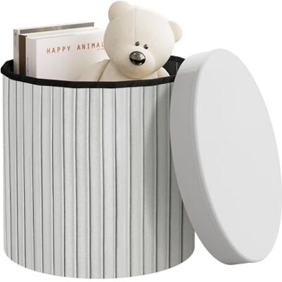 WOLTU Pouf Rond avec Rangement, Tabouret de Rangement Pliable, Tabouret avec Couvercle Rembourré, Coffre Pouf en Velours, MDF, Ø38xH36 cm, Gris Clair - Publicité WOLTU Pouf Rond avec Rangement, Tabouret de Rangement Pliable, Tabouret avec Couvercle Rembourré, Coffre Pouf en Velours, MDF, Ø38xH36 cm, Gris Clair - Publicité