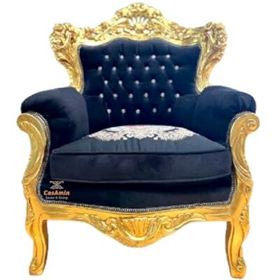 CasAmin Home & Living Fauteuil de style Louis XV en velours beige, fauteuil de canapé de style rétro baroque rococo avec finition dorée pour la décoration intérieure - Publicité CasAmin Home & Living Fauteuil de style Louis XV en velours beige, fauteuil de canapé de style rétro baroque rococo avec finition dorée pour la décoration intérieure - Publicité