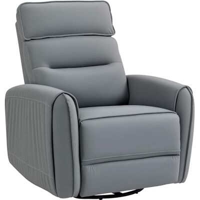 HOMCOM Fauteuil Relax inclinable manuellement à 135° avec Repose-Pieds, siège Large, Fauteuil inclinable pivotant avec Bascule, en Tissu Respirant à Effet Cuir pour Le Salon, Gris - Publicité HOMCOM Fauteuil Relax inclinable manuellement à 135° avec Repose-Pieds, siège Large, Fauteuil inclinable pivotant avec Bascule, en Tissu Respirant à Effet Cuir pour Le Salon, Gris - Publicité