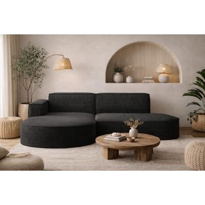 Kaiser Canapé d'angle en L avec Coin Salon, Canapé 3 Places Moderne, Sofa rembourré, Canapé Confortable avec Pouf pour Salon, Tissu Poso en Velours côtelé, Modena Studio, Noir, Gauche - Publicité Kaiser Canapé d'angle en L avec Coin Salon, Canapé 3 Places Moderne, Sofa rembourré, Canapé Confortable avec Pouf pour Salon, Tissu Poso en Velours côtelé, Modena Studio, Noir, Gauche - Publicité