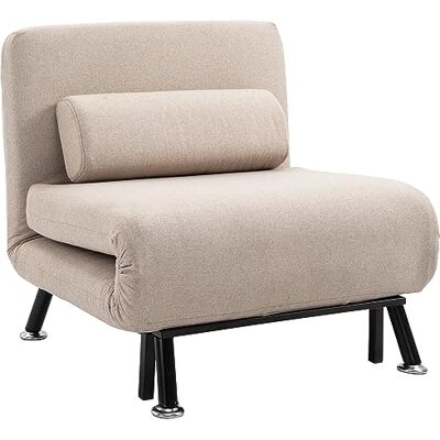 HOMCOM Fauteuil Convertible 1 Place chauffeuse 3 en 1 Fauteuil lit avec Dossier réglable en 5 Positions, Coussin Inclus, canapé-lit 1 Place pour invités, Salon, Charge 150 kg Beige - Publicité HOMCOM Fauteuil Convertible 1 Place chauffeuse 3 en 1 Fauteuil lit avec Dossier réglable en 5 Positions, Coussin Inclus, canapé-lit 1 Place pour invités, Salon, Charge 150 kg Beige - Publicité