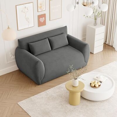Vesgantti Canapé 2 Places Velours Côtelé, Canapé Compressé 160 cm sans Montage, Canapé de Sol Rembourré avec 2 Coussins, Idéal pour Petit Espace, Salon, Chambre, Bureau 160 x 94 x 80 cm, Gris Foncé - Publicité Vesgantti Canapé 2 Places Velours Côtelé, Canapé Compressé 160 cm sans Montage, Canapé de Sol Rembourré avec 2 Coussins, Idéal pour Petit Espace, Salon, Chambre, Bureau 160 x 94 x 80 cm, Gris Foncé - Publicité