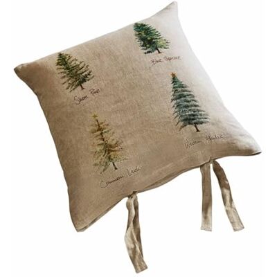 Loberon Jarrier Housse de Coussin Pur Lin Motif imprimé sur Le thème de Noël, Beige/Vert - Publicité Loberon Jarrier Housse de Coussin Pur Lin Motif imprimé sur Le thème de Noël, Beige/Vert - Publicité