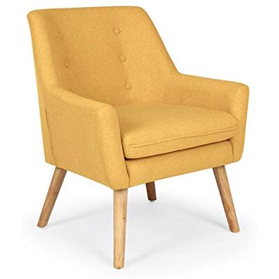 Menzzo Fauteuil scandinave Gustav Tissu Jaune - Publicité Menzzo Fauteuil scandinave Gustav Tissu Jaune - Publicité