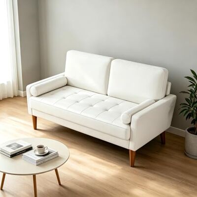 Vesgantti Canapé 2 Places 121 cm, Petit Canapé Compact en Velours, Loveseat Moderne avec Accoudoirs, Assise à Ressorts et Mousse Haute Résilience, Canapé Salon Chambre Studio, Milk White - Publicité Vesgantti Canapé 2 Places 121 cm, Petit Canapé Compact en Velours, Loveseat Moderne avec Accoudoirs, Assise à Ressorts et Mousse Haute Résilience, Canapé Salon Chambre Studio, Milk White - Publicité