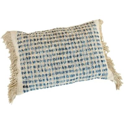 Loberon Monrovie Housse de Coussin Pur Coton Tissage Grossier à Motif Filet, Bleu/Beige - Publicité Loberon Monrovie Housse de Coussin Pur Coton Tissage Grossier à Motif Filet, Bleu/Beige - Publicité