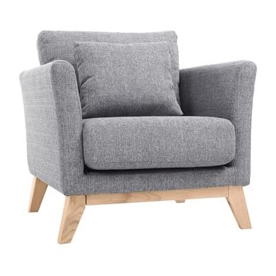Miliboo Fauteuil scandinave déhoussable en tissu gris clair et bois clair OSLO - Publicité Miliboo Fauteuil scandinave déhoussable en tissu gris clair et bois clair OSLO - Publicité