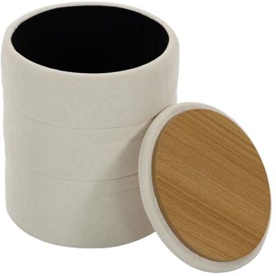 HOMCOM Pouf Coffre Rangement, Tabouret Rond avec Couvercle, Pouf Repose-Pieds en Chenille, pour la Chambre à Coucher, entrée, Salon, Charge 120 Kg, Ø 36,5 x 46,5 cm, Beige - Publicité HOMCOM Pouf Coffre Rangement, Tabouret Rond avec Couvercle, Pouf Repose-Pieds en Chenille, pour la Chambre à Coucher, entrée, Salon, Charge 120 Kg, Ø 36,5 x 46,5 cm, Beige - Publicité