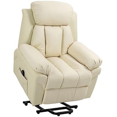 HOMCOM Fauteuil releveur électrique, Fauteuil Relax électrique avec Repose-Pied Ajustable, Dossier inclinable, télécommande, Poche latérale, pour Personnes âgées, crème - Publicité HOMCOM Fauteuil releveur électrique, Fauteuil Relax électrique avec Repose-Pied Ajustable, Dossier inclinable, télécommande, Poche latérale, pour Personnes âgées, crème - Publicité