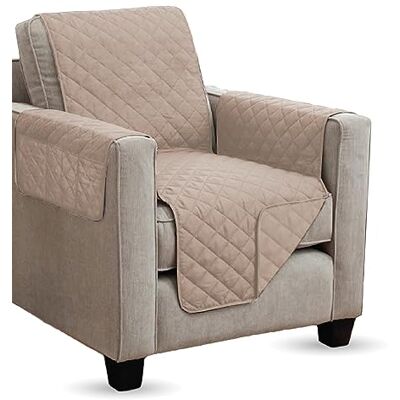 Bestlivings Housse de fauteuil (beige) matelassée, 190 x 165 cm, avec accoudoirs et poches, jeté de fauteuil certifié Öko-Tex - Publicité Bestlivings Housse de fauteuil (beige) matelassée, 190 x 165 cm, avec accoudoirs et poches, jeté de fauteuil certifié Öko-Tex - Publicité