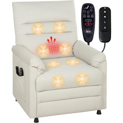 HOMCOM Fauteuil Relax électrique massant et Chauffant, Fauteuil inclinable en Velours adapté aux Animaux, Repose-Pieds, Moteur Silencieux, mémoire, Port USB, Poches latérales et télécommande, crème - Publicité HOMCOM Fauteuil Relax électrique massant et Chauffant, Fauteuil inclinable en Velours adapté aux Animaux, Repose-Pieds, Moteur Silencieux, mémoire, Port USB, Poches latérales et télécommande, crème - Publicité