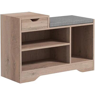 HOMCOM Banc de chaussures rembourré pour entrée avec tiroir de rangement - Banc de chaussures - Publicité HOMCOM Banc de chaussures rembourré pour entrée avec tiroir de rangement - Banc de chaussures - Publicité