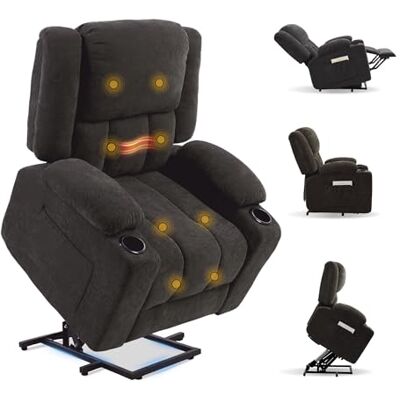 FLEXISPOT Fauteuil Releveur Électrique, Massage 8 Points et Chauffant, USB Fauteuil relax électrique, aide au lever, inclinaison 105‑165°, charge 200 kg, porte‑gobelets, USB‑C, garantie 3 ans - Publicité FLEXISPOT Fauteuil Releveur Électrique, Massage 8 Points et Chauffant, USB Fauteuil relax électrique, aide au lever, inclinaison 105‑165°, charge 200 kg, porte‑gobelets, USB‑C, garantie 3 ans - Publicité