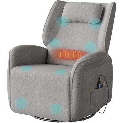WOLTU Fauteuil de Massage Électrique, Chauffage Inclinable, Pivotant, Gris Fauteuil TV Relax en Chenille, Berçant, avec Repose-pied, Poches Latérales et Port USB pour Salon, Chambre, Charge 150kg - Publicité WOLTU Fauteuil de Massage Électrique, Chauffage Inclinable, Pivotant, Gris Fauteuil TV Relax en Chenille, Berçant, avec Repose-pied, Poches Latérales et Port USB pour Salon, Chambre, Charge 150kg - Publicité