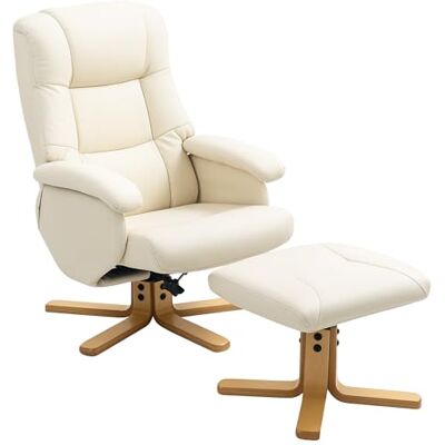 HOMCOM Fauteuil Relax avec Repose-Pied Fauteuil de Relaxation Chaise Relaxant pivotant 360° et Dossier inclinable Chaise TV Charge jusqu'à 120 Kg pour Salon, Chambre, Bureau, crème - Publicité HOMCOM Fauteuil Relax avec Repose-Pied Fauteuil de Relaxation Chaise Relaxant pivotant 360° et Dossier inclinable Chaise TV Charge jusqu'à 120 Kg pour Salon, Chambre, Bureau, crème - Publicité