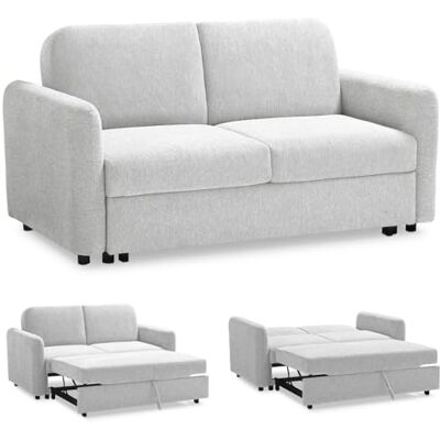 EVERGREENWEB MATERASSI & BEDS EVERGREENWEB Canapé-lit 2 Places Convertible en Lit Double Fonction de Couchage en Tissu Blanc, Dossier Inclinable Click Clack à Double Coussin, Canapé avec Chaise Longue Structure Renforcée, Nelly - Publicité EVERGREENWEB MATERASSI & BEDS EVERGREENWEB Canapé-lit 2 Places Convertible en Lit Double Fonction de Couchage en Tissu Blanc, Dossier Inclinable Click Clack à Double Coussin, Canapé avec Chaise Longue Structure Renforcée, Nelly - Publicité