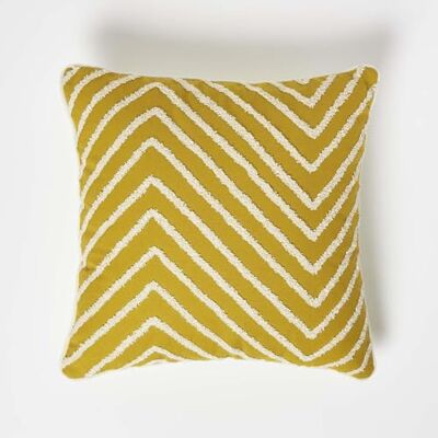 HOMESCAPES Coussin Jaune Moutarde en Coton, Coussin 45x45 cm, Coussin tufté à Motif géométrique Chevrons - Publicité HOMESCAPES Coussin Jaune Moutarde en Coton, Coussin 45x45 cm, Coussin tufté à Motif géométrique Chevrons - Publicité