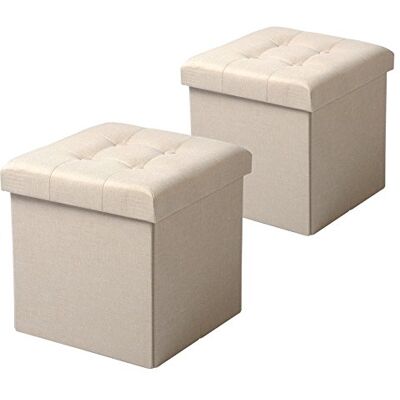 WOLTU Lot de 2 Tabouret Cube de Rangement Repose Pieds Pliant,Couvercle Amovible siège en Lin, 37,5x37,5x38cm (L x L x H) Crème Blanc - Publicité WOLTU Lot de 2 Tabouret Cube de Rangement Repose Pieds Pliant,Couvercle Amovible siège en Lin, 37,5x37,5x38cm (L x L x H) Crème Blanc - Publicité