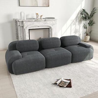 VILUXE Canapé 3 places en velours côtelé sans cadre gris Canapé modulaire avec tabouret, tissu velours côtelé mousse 32D, salon, chambre à coucher, home cinéma, familles et invités - Publicité VILUXE Canapé 3 places en velours côtelé sans cadre gris Canapé modulaire avec tabouret, tissu velours côtelé mousse 32D, salon, chambre à coucher, home cinéma, familles et invités - Publicité