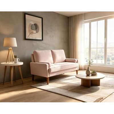 Vesgantti Canapé 2 Places 121 cm, Tissu Lin loveseat, Assise Ressorts, Salon‑Studio Rose poudré - Publicité Vesgantti Canapé 2 Places 121 cm, Tissu Lin loveseat, Assise Ressorts, Salon‑Studio Rose poudré - Publicité