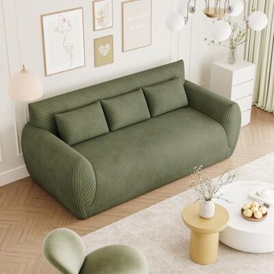Vesgantti Canapé 3 Places Velours Côtelé, Canapé Compressé 200 cm sans Montage, Canapé de Sol Rembourré avec 3 Coussins, Idéal pour Petit Espace, Salon, Chambre, Bureau 200 x 94 x 80 cm, Vert Clair - Publicité Vesgantti Canapé 3 Places Velours Côtelé, Canapé Compressé 200 cm sans Montage, Canapé de Sol Rembourré avec 3 Coussins, Idéal pour Petit Espace, Salon, Chambre, Bureau 200 x 94 x 80 cm, Vert Clair - Publicité